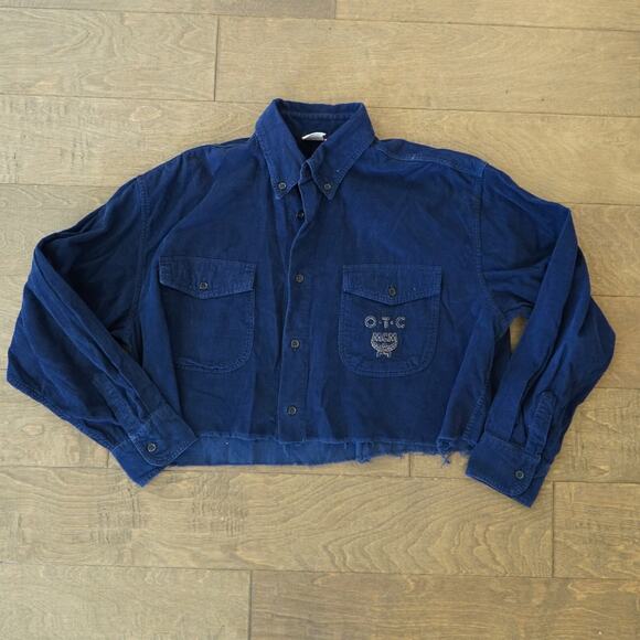 VTG OTC Over-the-Counter by MCM Crop Womens Medium Blue Corduroy Flap Pockets - Picture 1 of 10